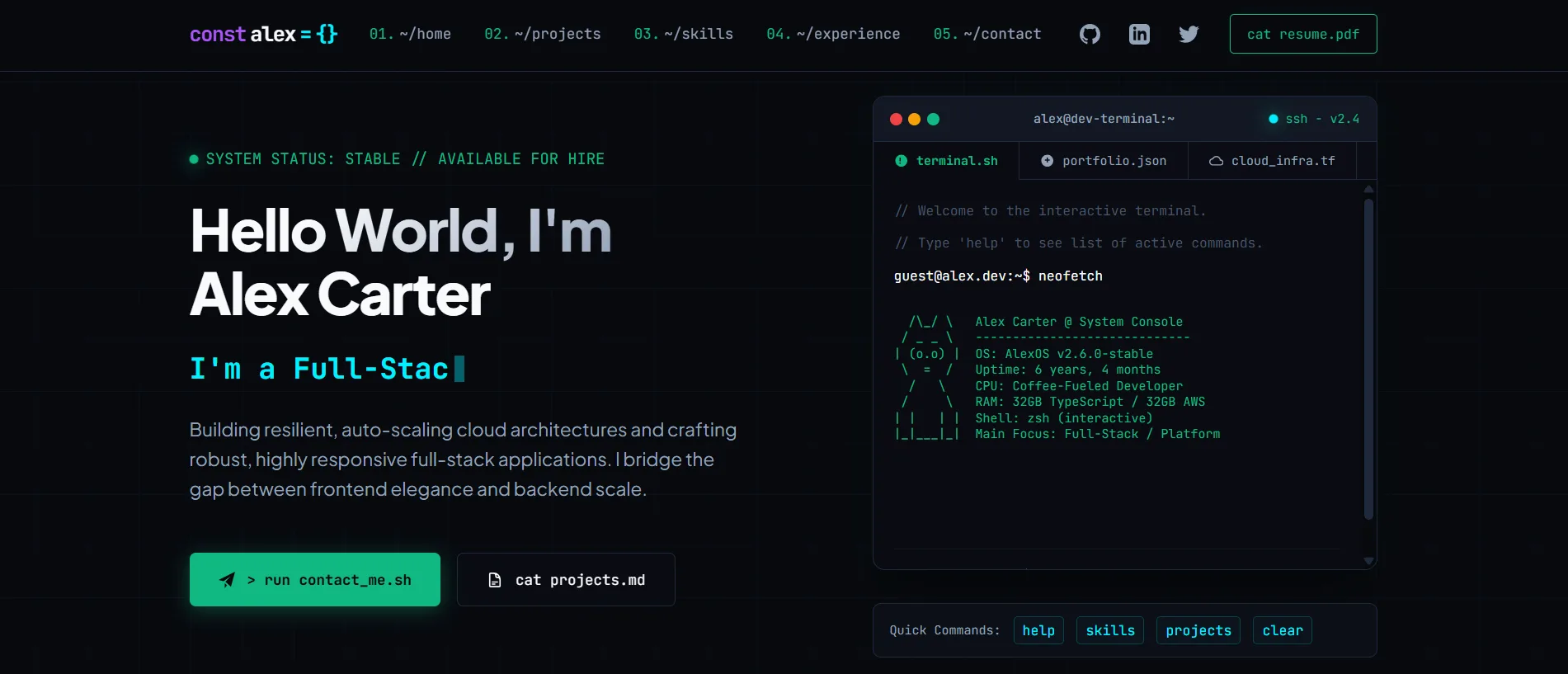 Stockholm Dev Portfolio — Free HTML Template